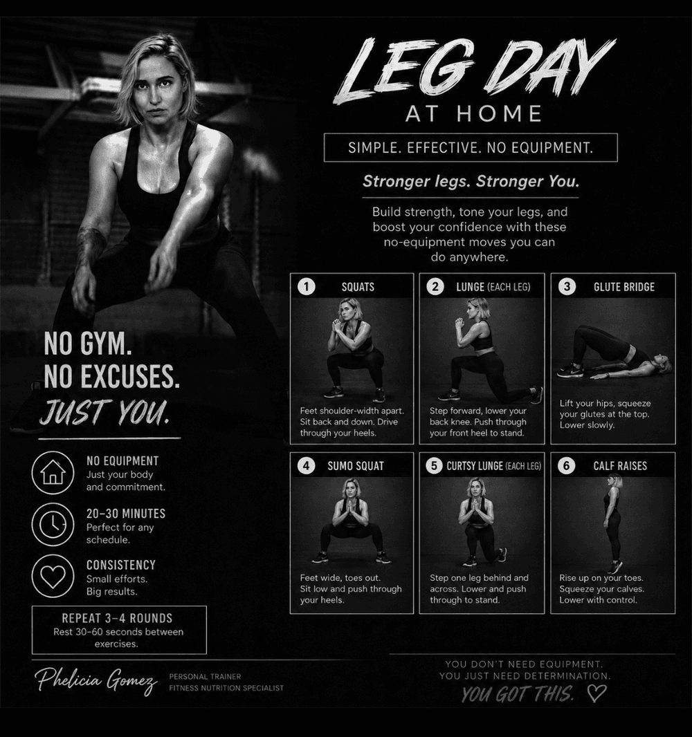 Leg Day at-home workout printable flyer