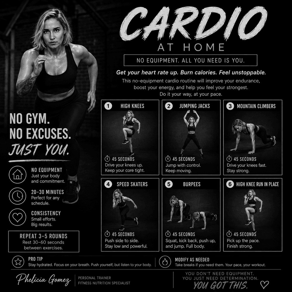 Cardio at-home workout printable flyer