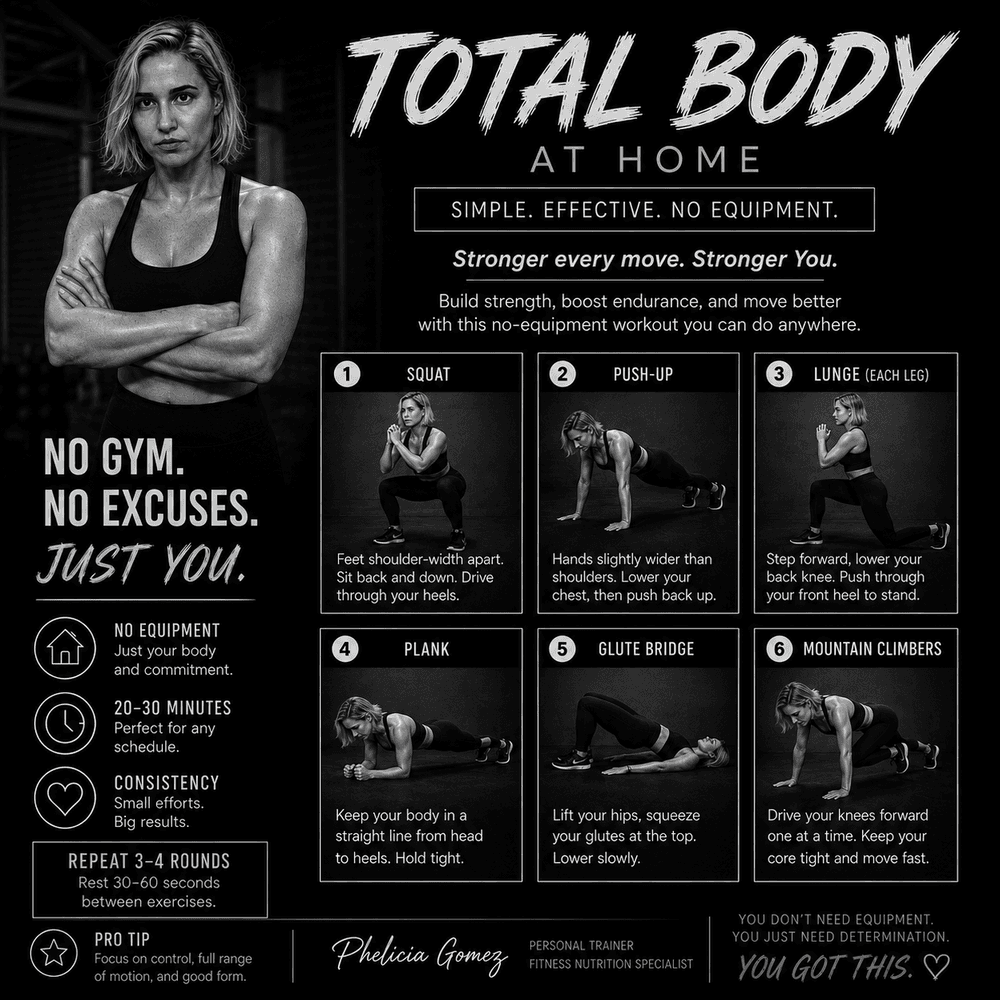 Total Body at-home workout printable flyer