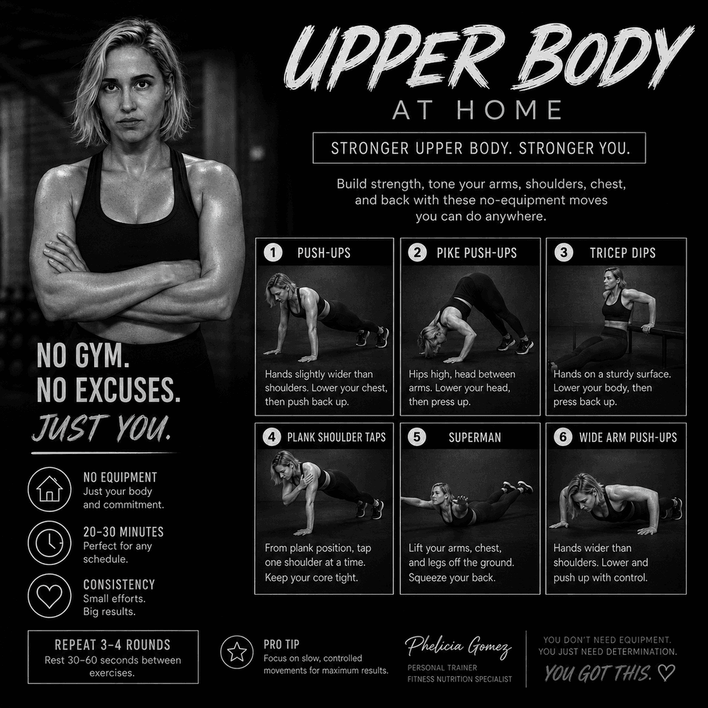 Upper Body at-home workout printable flyer
